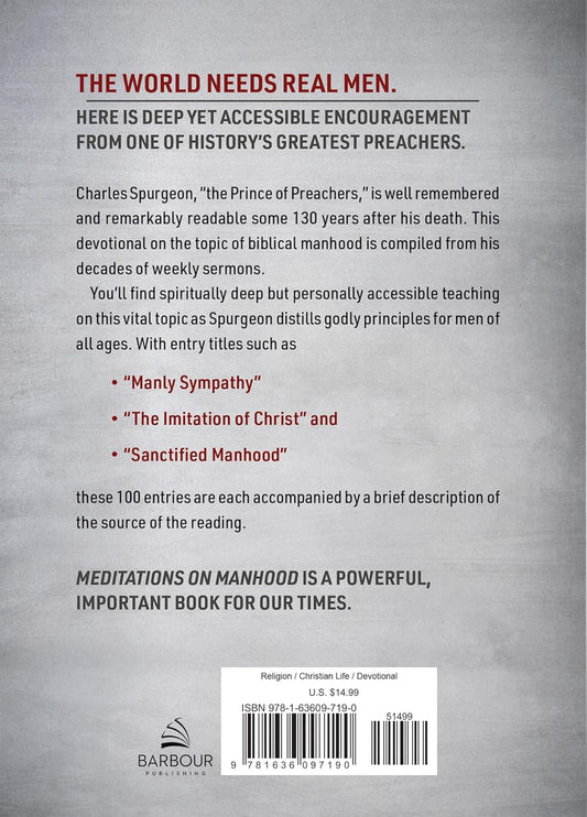 Meditations On Manhood: 100 Devotions from Charles Spurgeon - Hardcover